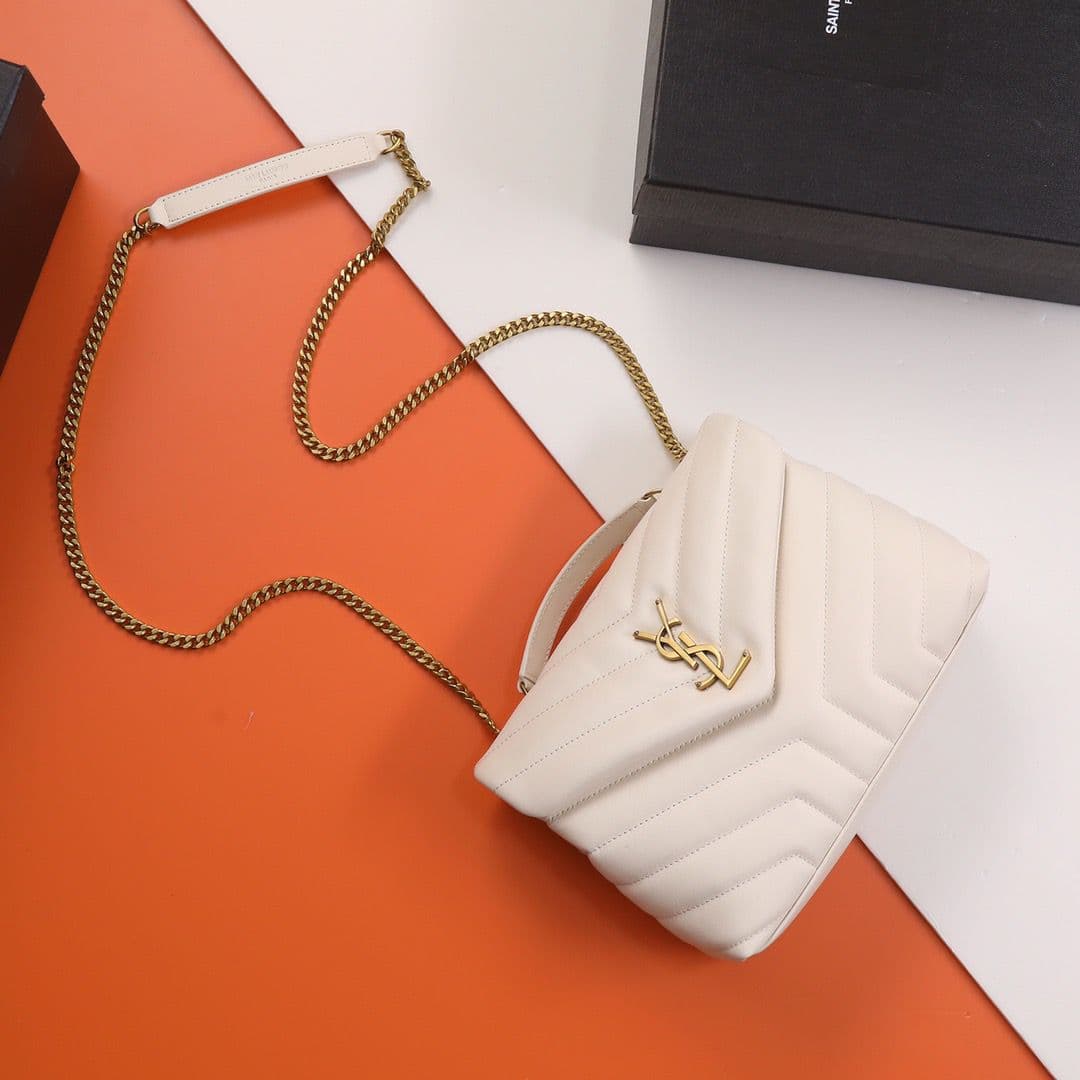 Saint Laurent Loulou Toy Bag White Ferragens Douradas – Moda