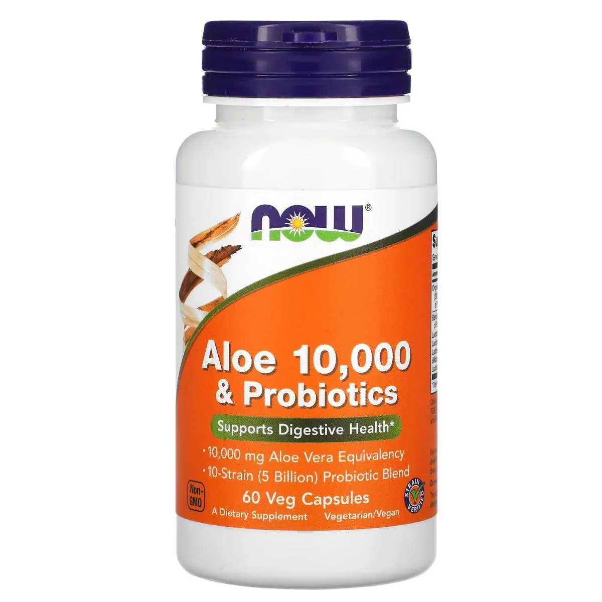 NOW Aloe e Probioticos 10.000 60 Cápsulas – Suplementos