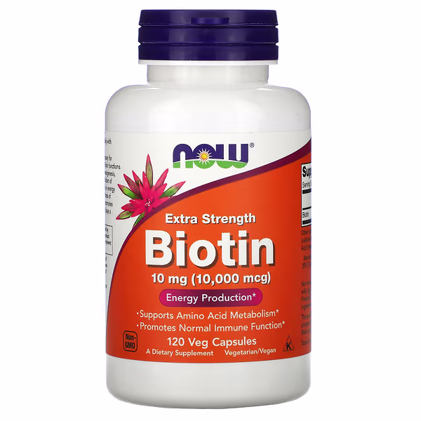 NOW Biotin 10.000mcg 120 Cápsulas – Suplementos