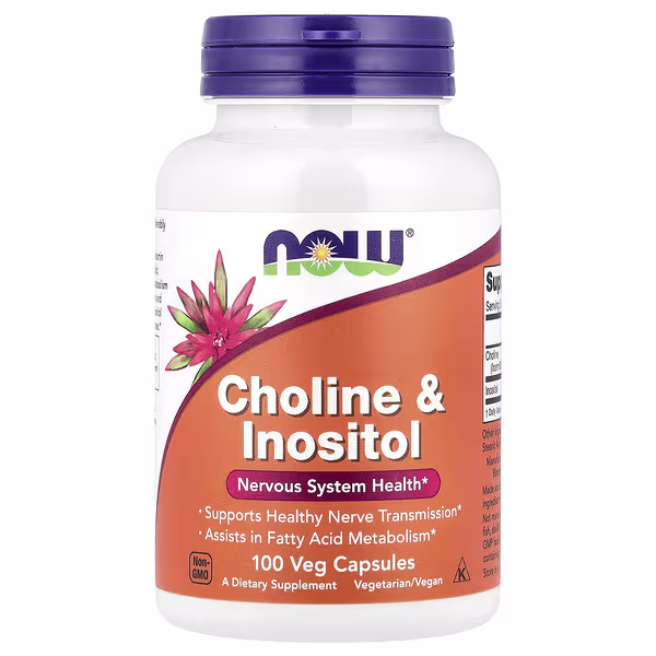 NOW Choline e Inositol 100 Cápsulas – Suplementos