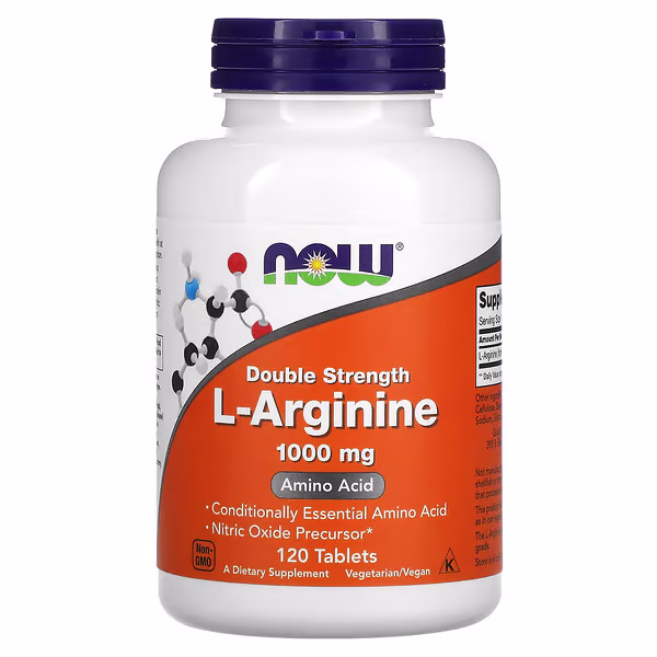 NOW L-Arginine 1000mg 120 Cápsulas – Suplementos