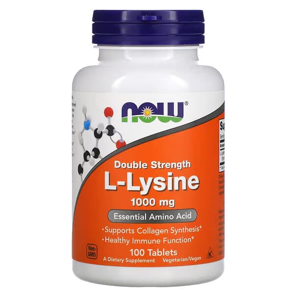 NOW L-Lysine 1000mg 100 Cápsulas – Suplementos