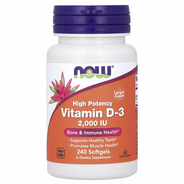 NOW Vitamina D3 2000 IU 240 Cápsulas – Suplementos