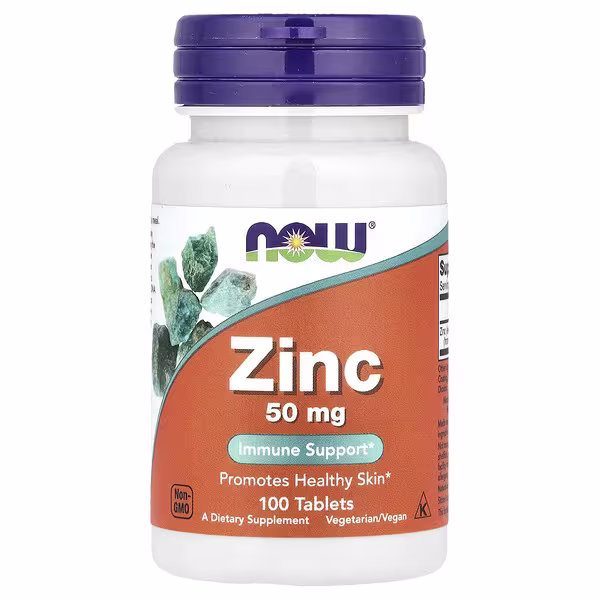 NOW Zinc 50mg 100 Cápsulas – Suplementos