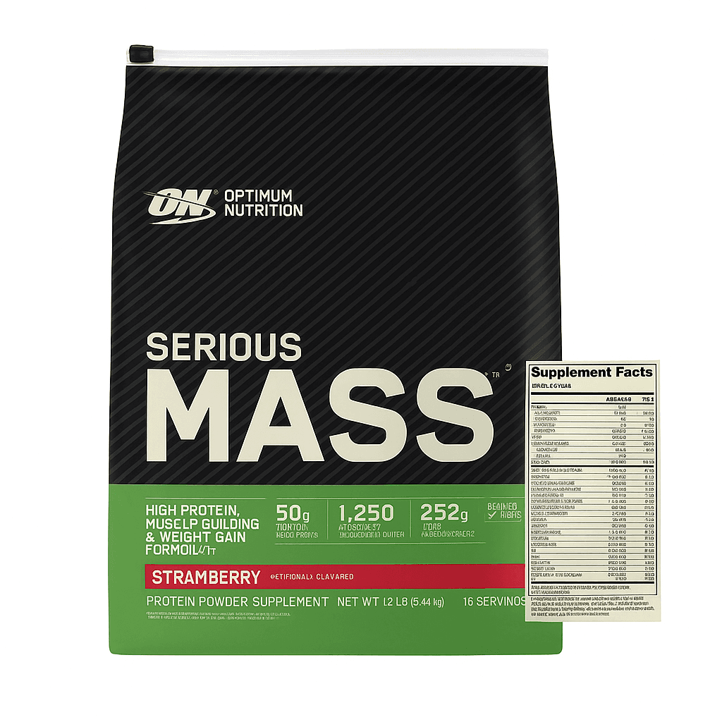 Optimum Nutrition Serious Mass Morango 5.44kg – Suplementos