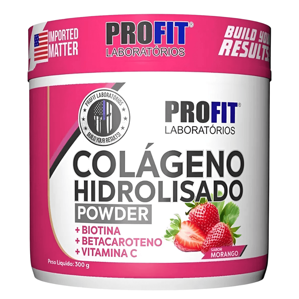 Profit Colágeno Hidrolisado Morango 300g – Suplementos