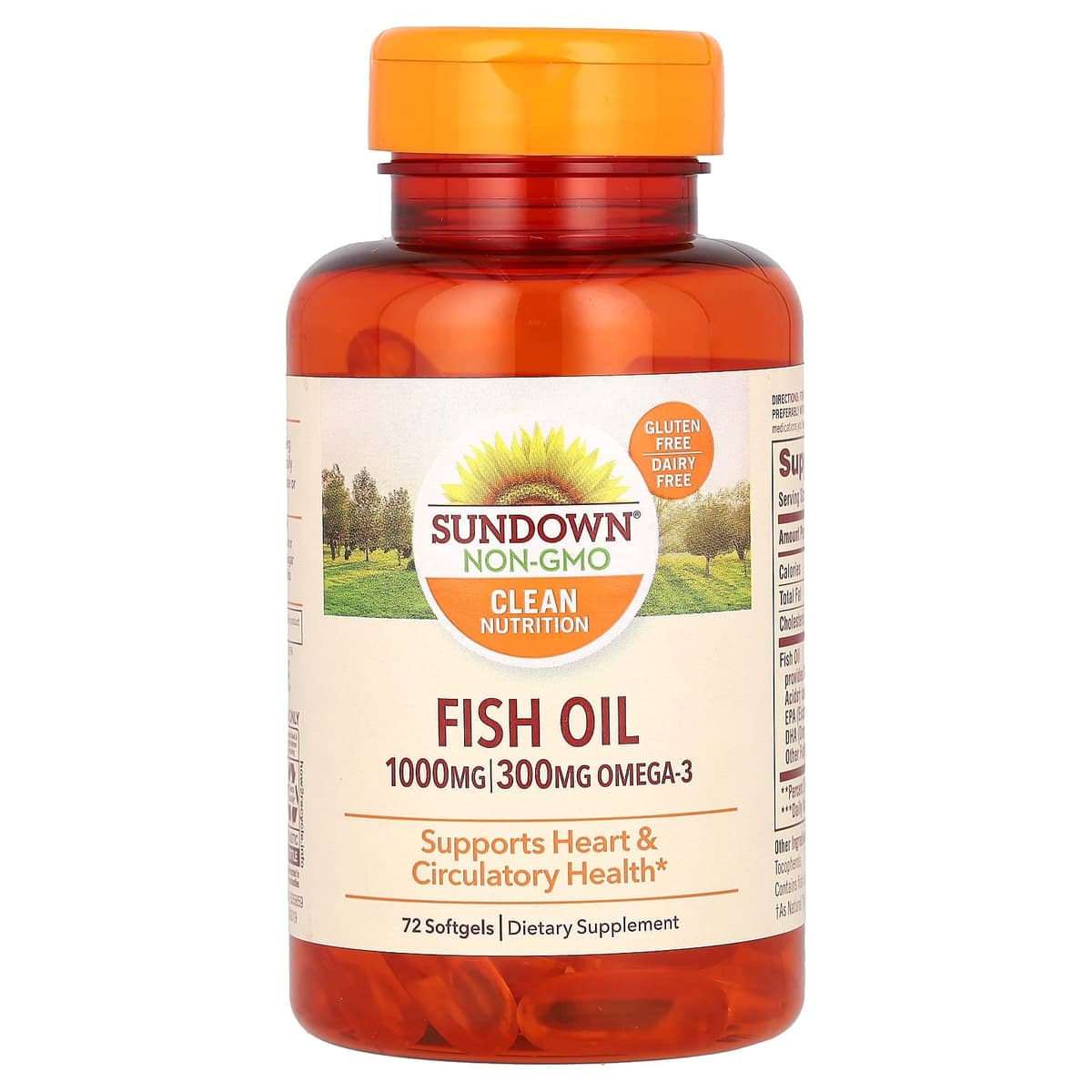 Sundown Fish Oil 1000mg | Ômega 3 300mg 72 Cápsulas – Suplementos