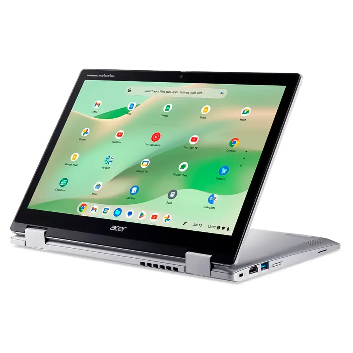 Notebook Acer Chromebook Spin 312 Intel Core i3-N305 8GB RAM 128GB eMMC Tela 12.6" Touch ChromeOS Inglês Prata - CP312-1HN-34Z7