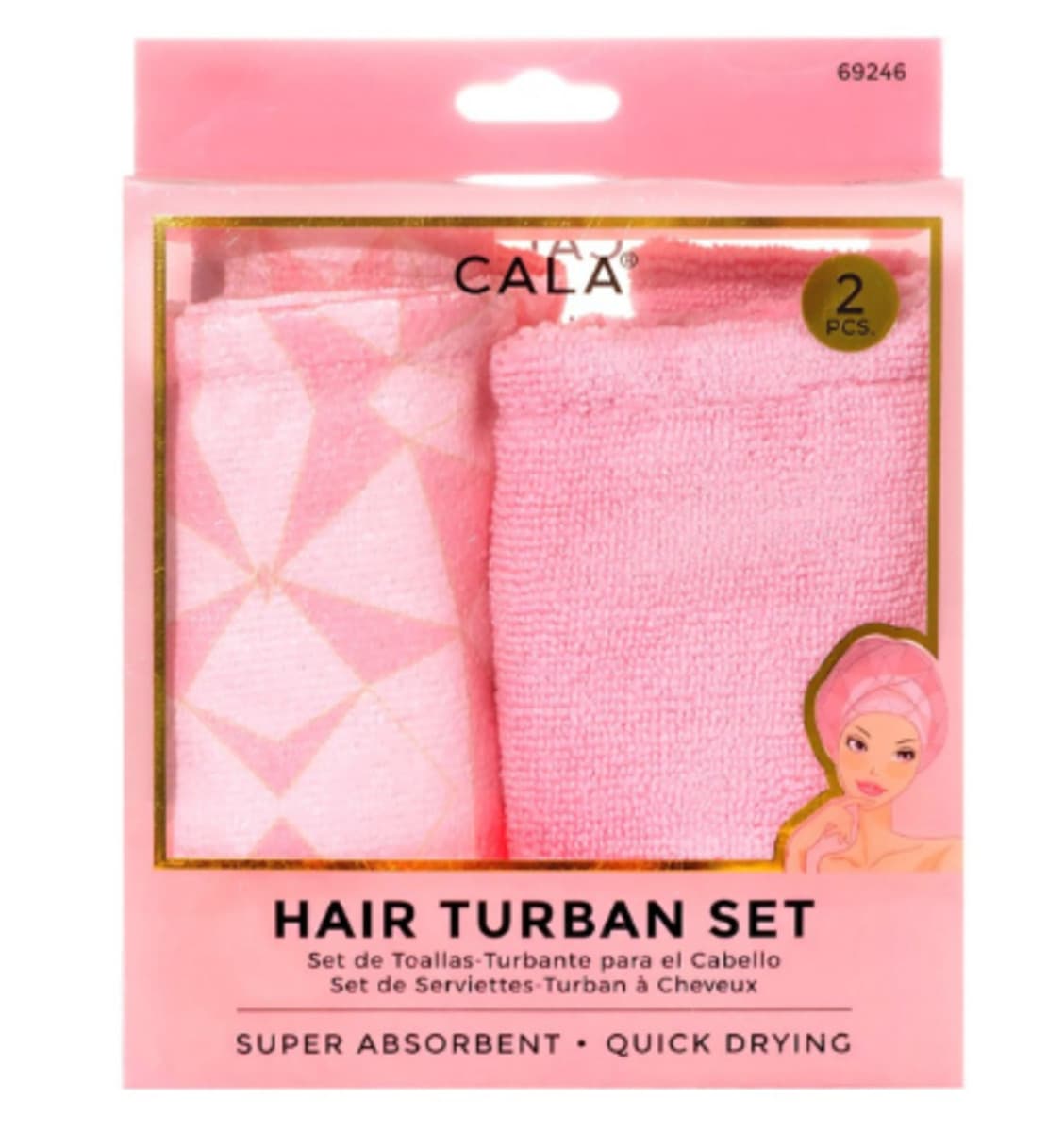 Cala hair turbant set - geometric/pink