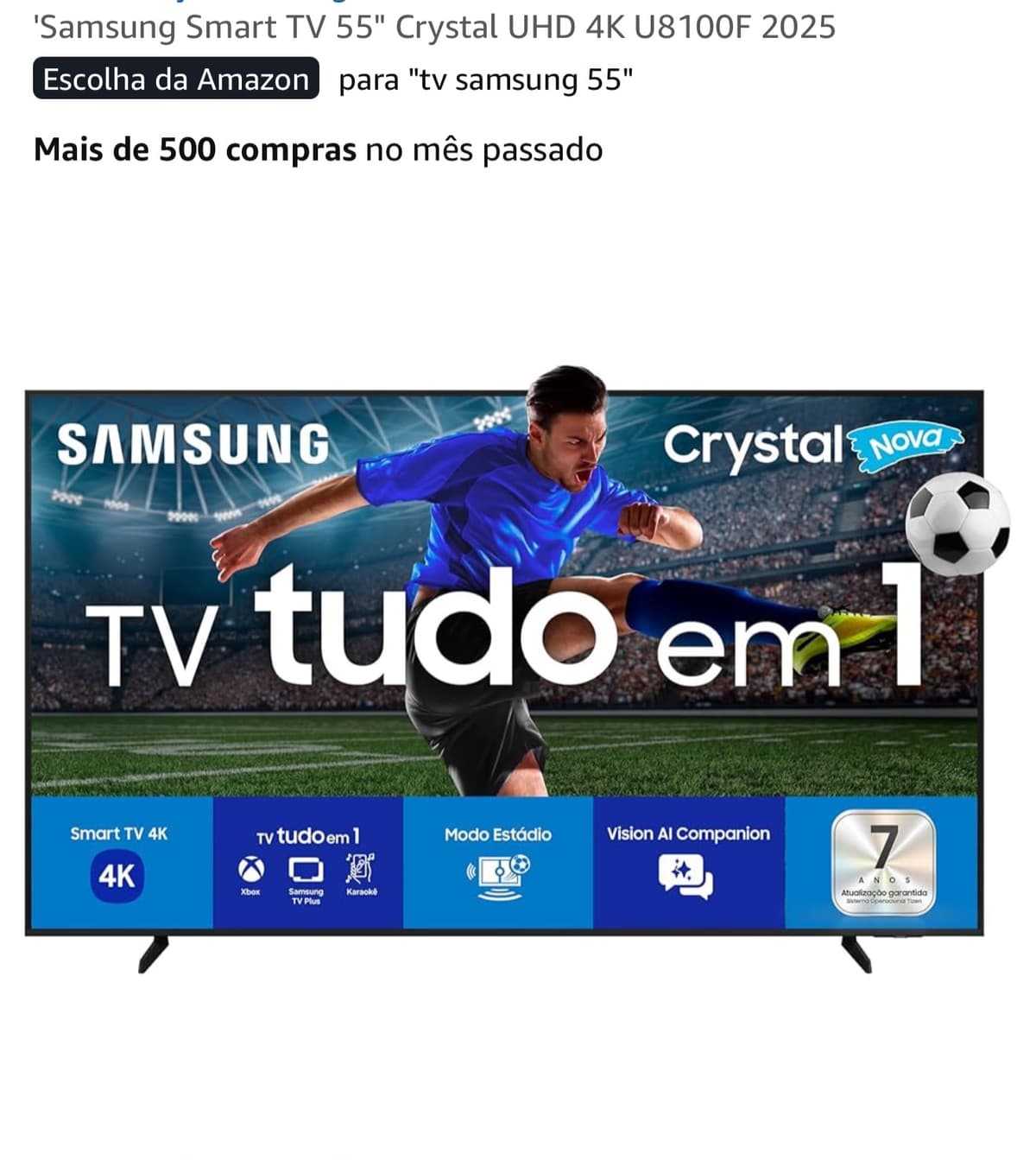 Samsung Smart TV 55" Crystal UHD 4K U8100F