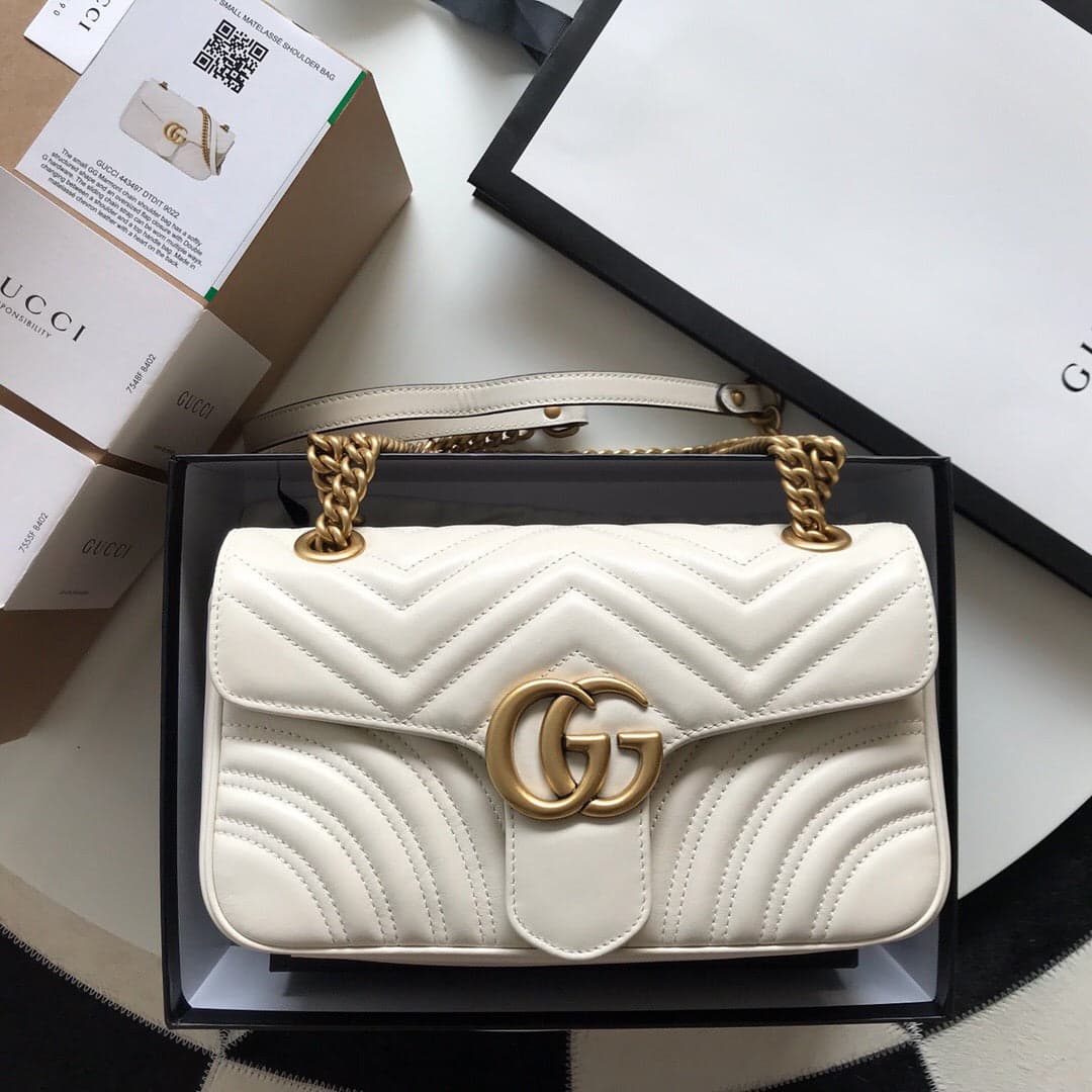 Gucci GG Marmont Small Matelassê Bag White – Bolsas