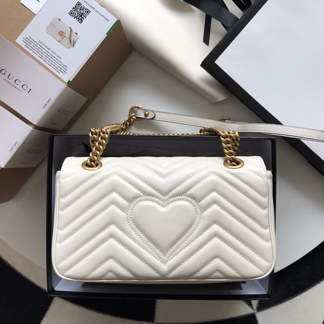 Gucci GG Marmont Small Matelassê Bag White