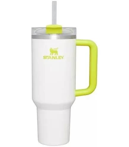 Copo stanley flowstate quencher h2.0 tumbler c/pajita 1.18l frost/yellow