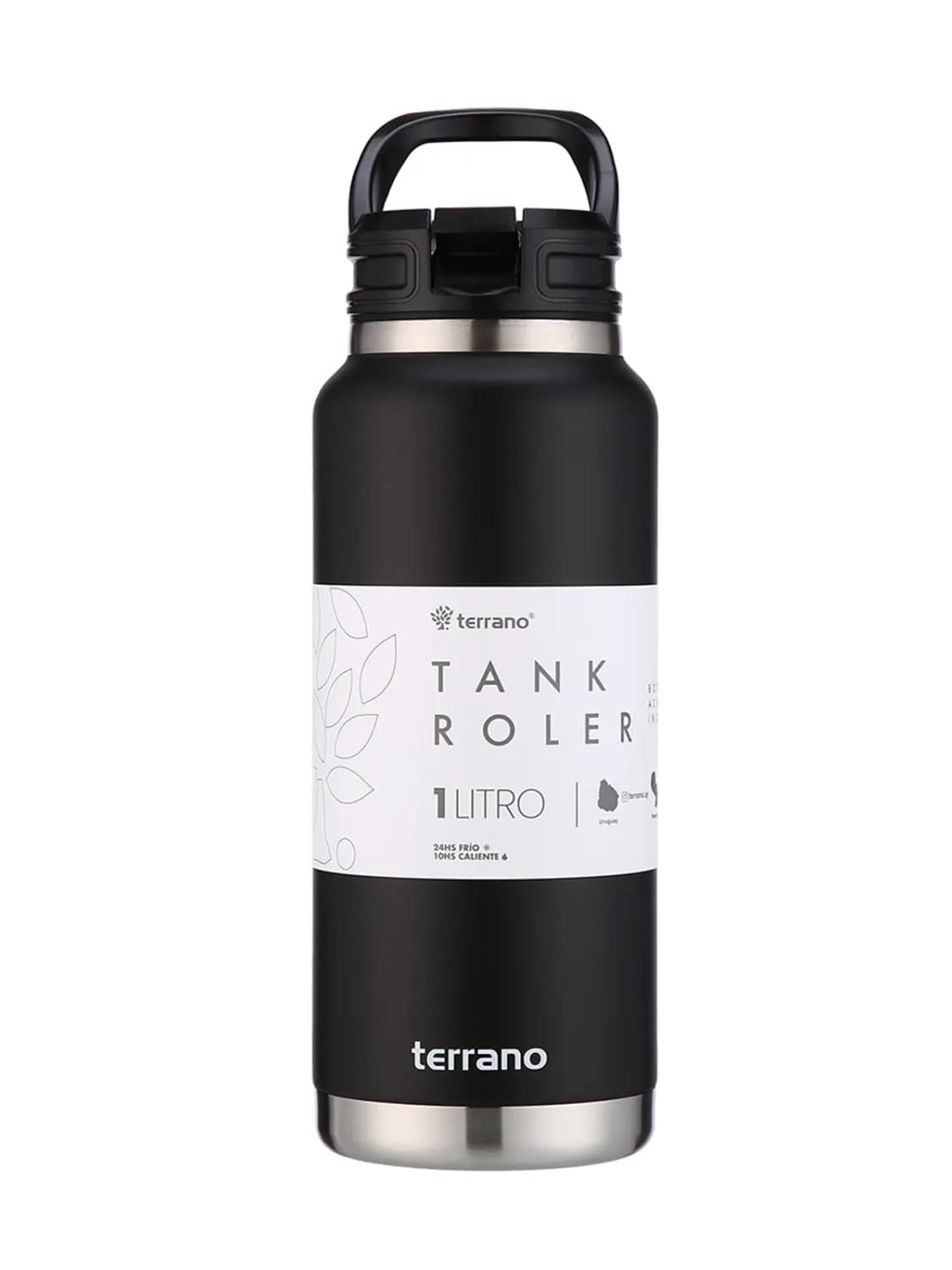 Garrafa de aço inox terrano tank roller 1l negro