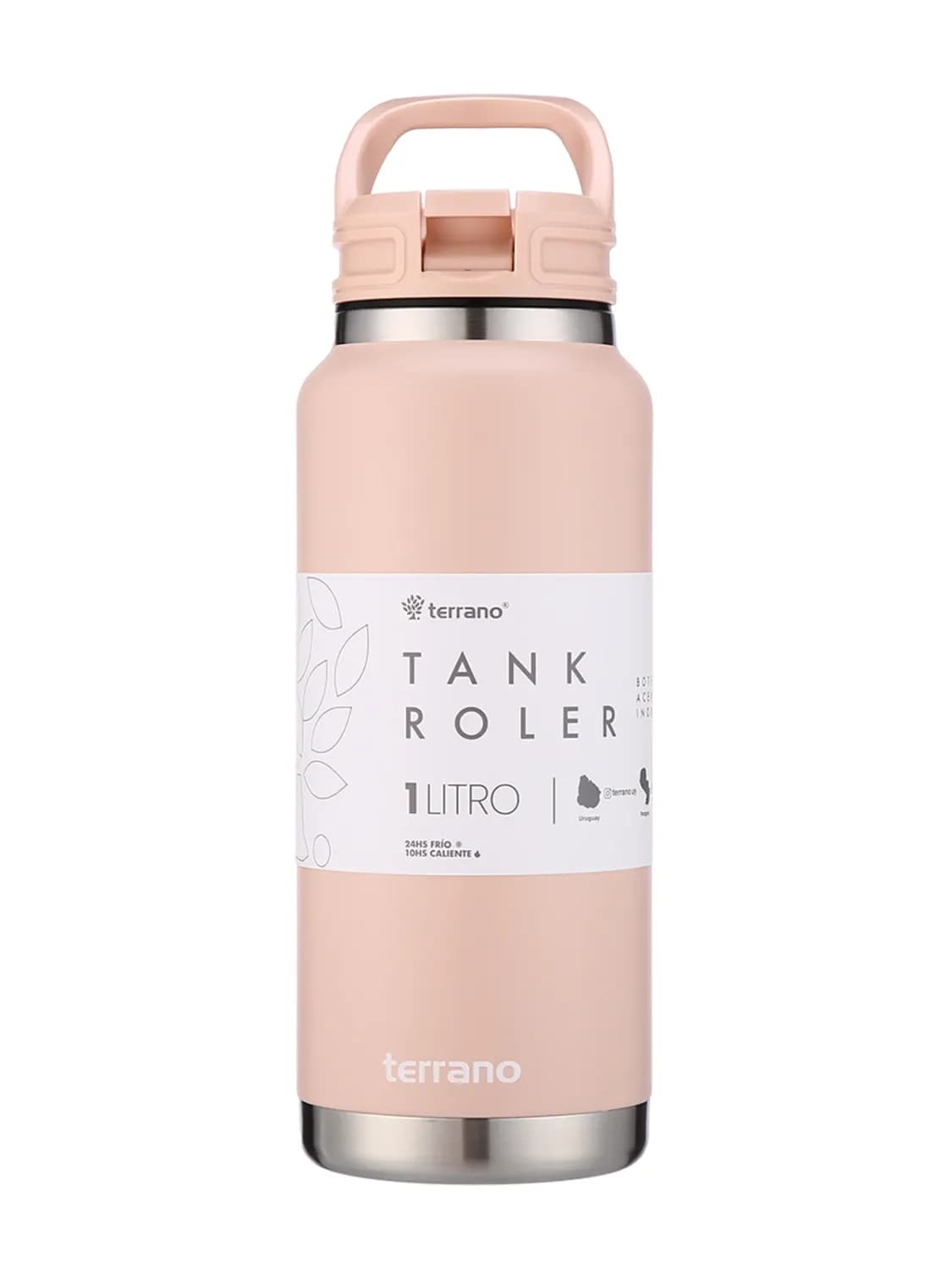 Garrafa de aço inox terrano tank roller 1l rosa