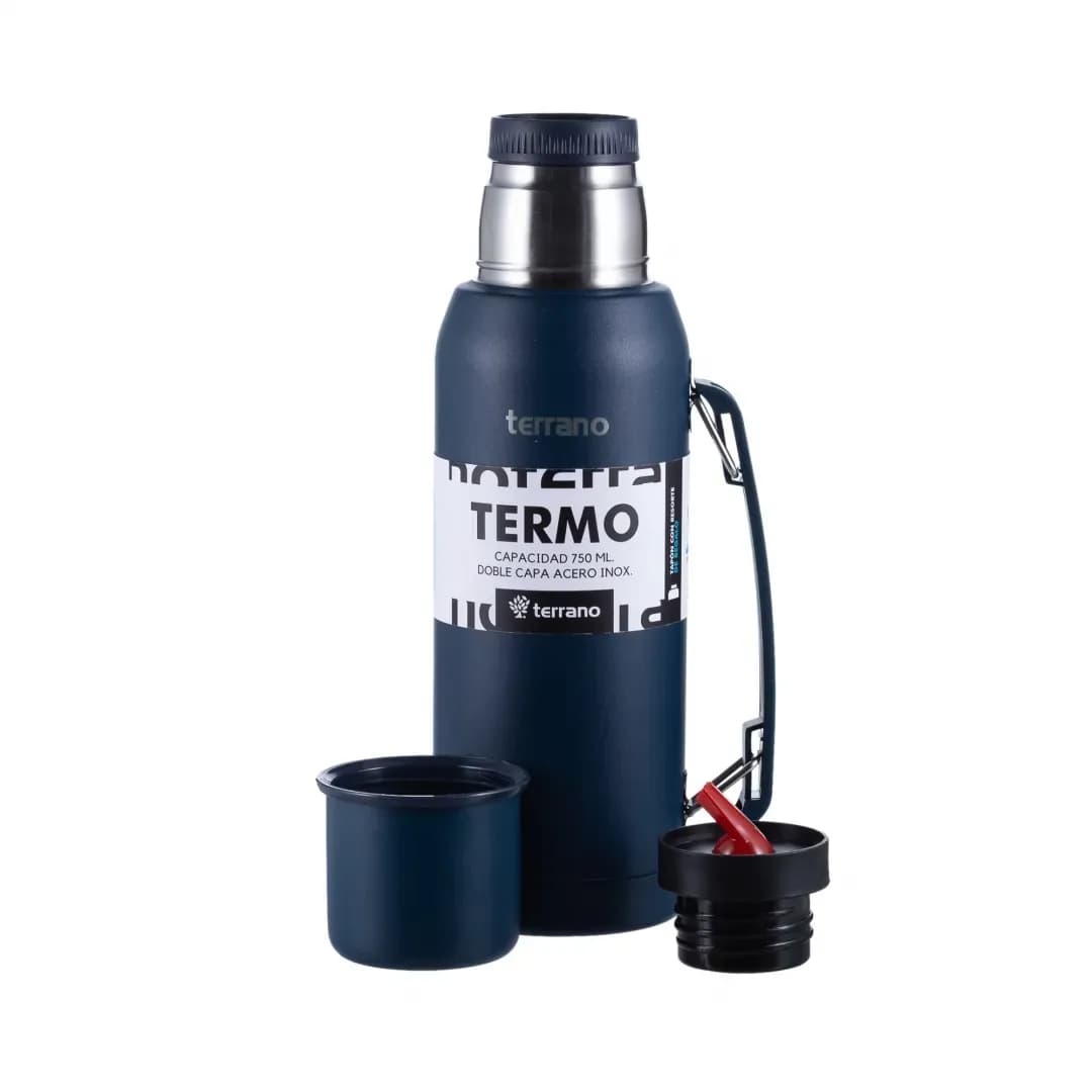 Garrafa térmica terrano 1l manija movil + bota protectora azul opaco