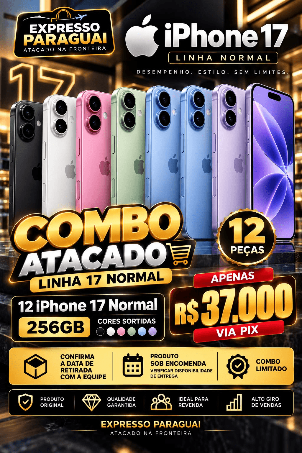Combo 12x iPhone 17 256GB Cores Sortidas — foto 1