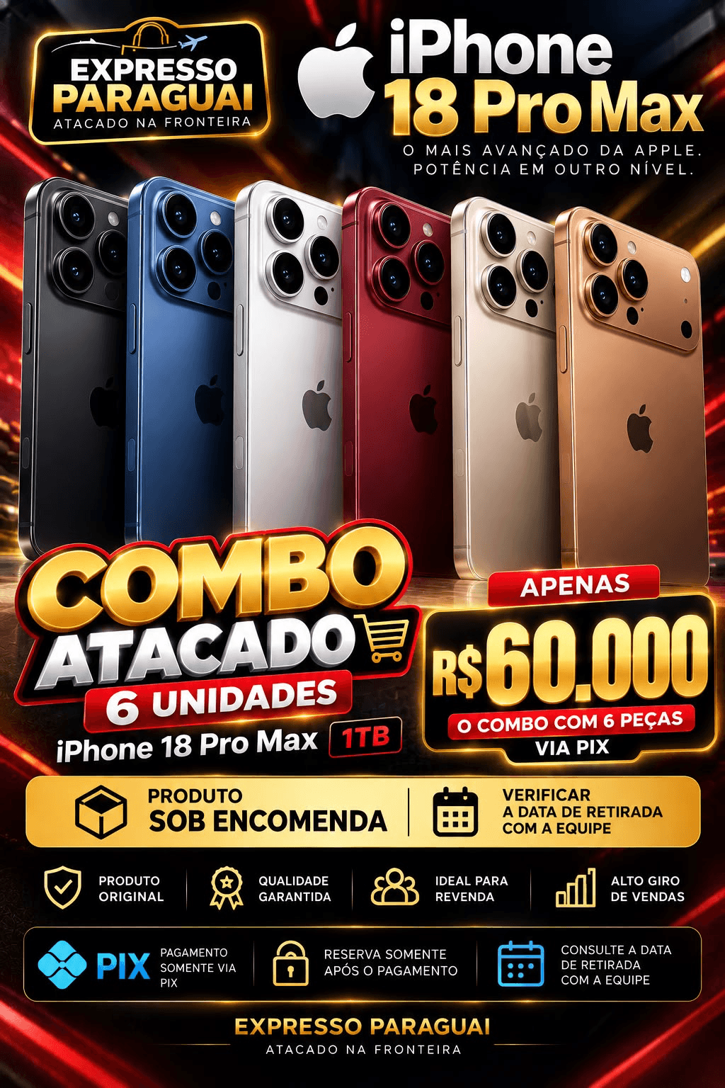 Combo 6x iPhone 18 Pro Max 1TB — foto 1