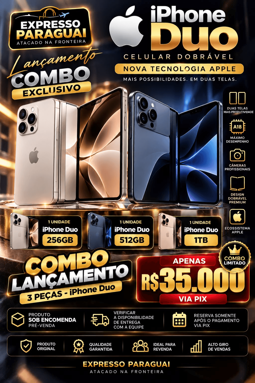Combo Lançamento iPhone Duo — 3 Capacidades — foto 1