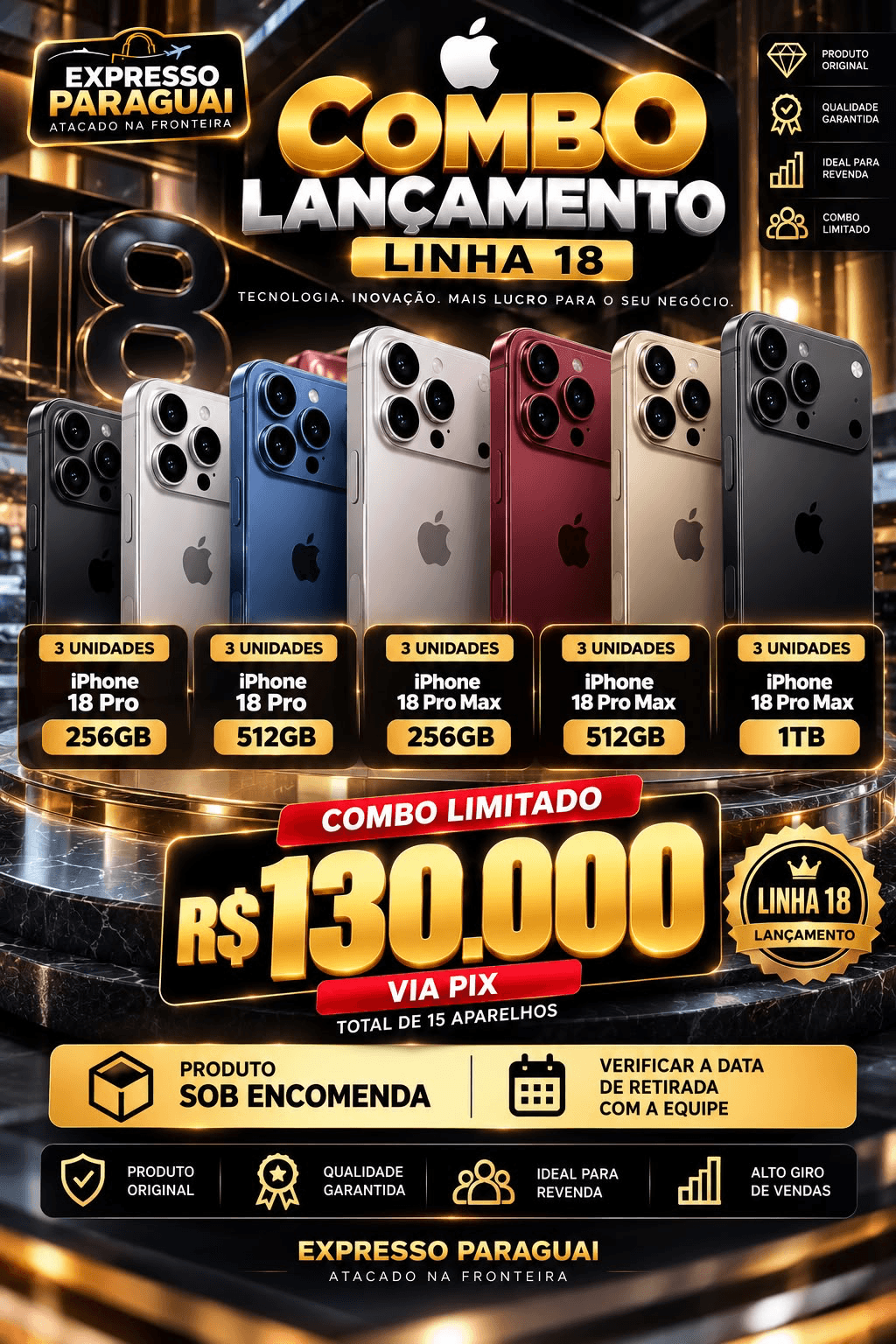 Combo Lançamento Linha 18 — 15 Aparelhos — foto 1