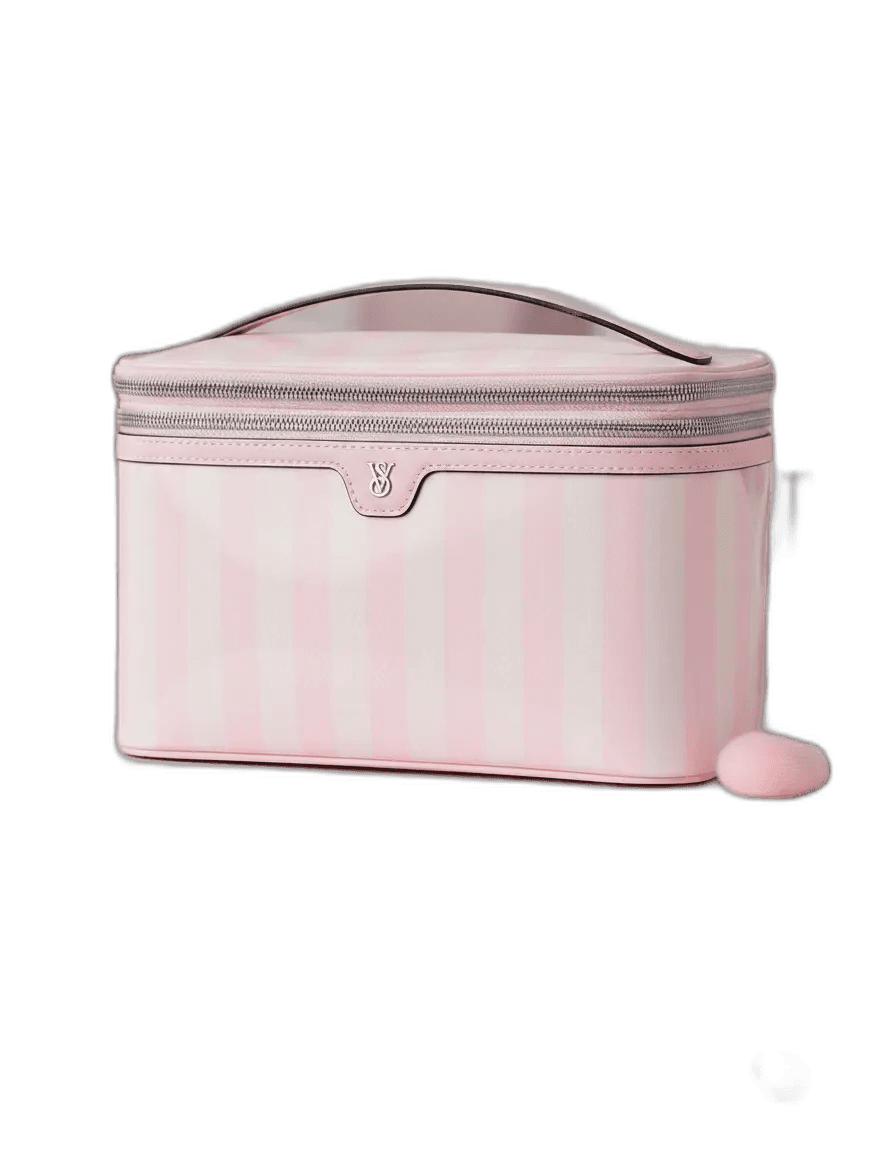Frasqueira Victoria's Secret Express Train Case Rosa Listrado – Cosméticos