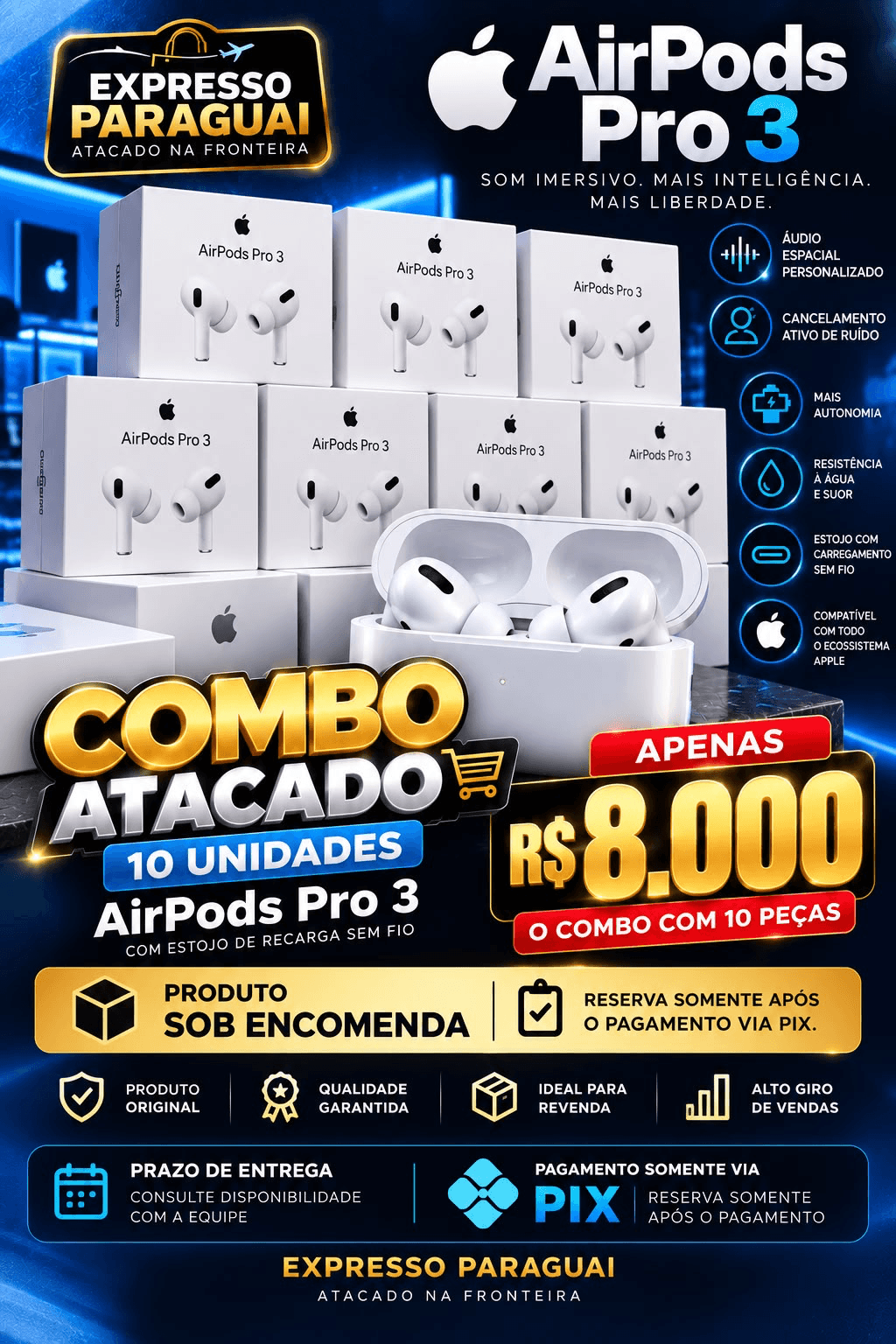 Combo Atacado 10x AirPods Pro 3 — foto 1