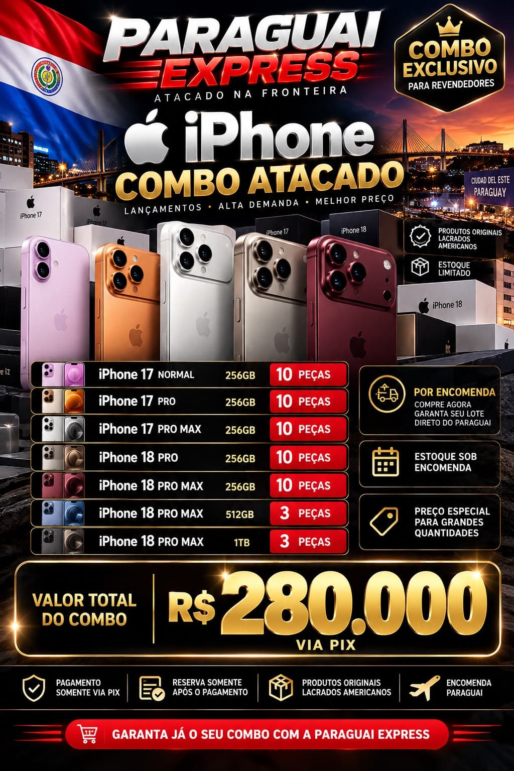 Combo Atacado 56 Peças — iPhone 17 ao iPhone 18 Pro Max — foto 1