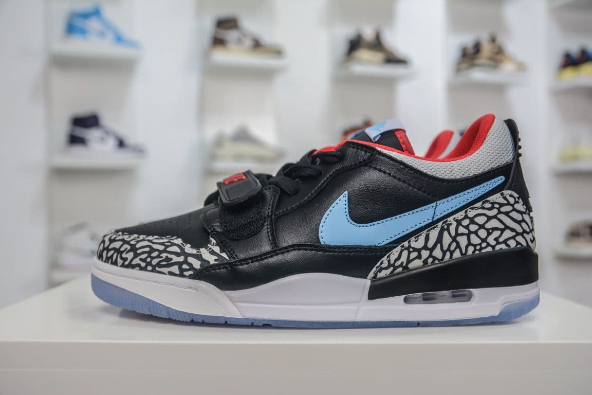 Jordan Tênis Air Legacy 312 Low na cor preta e Wolf Grey .