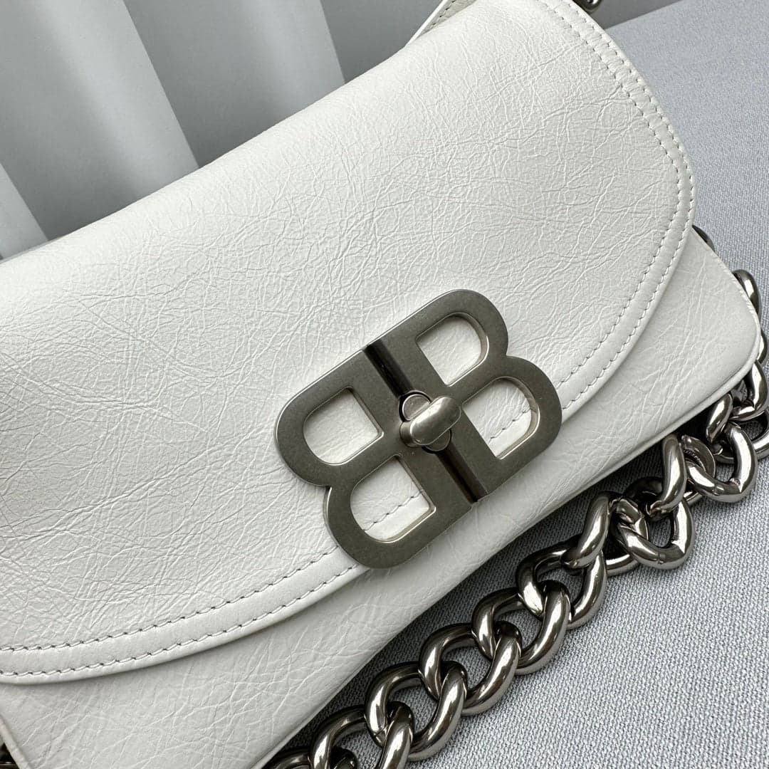 Balenciaga Small BB Soft Flap Shoulder White