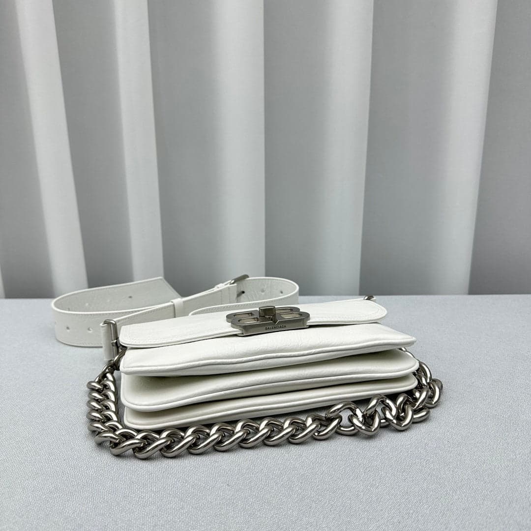 Balenciaga Small BB Soft Flap Shoulder White