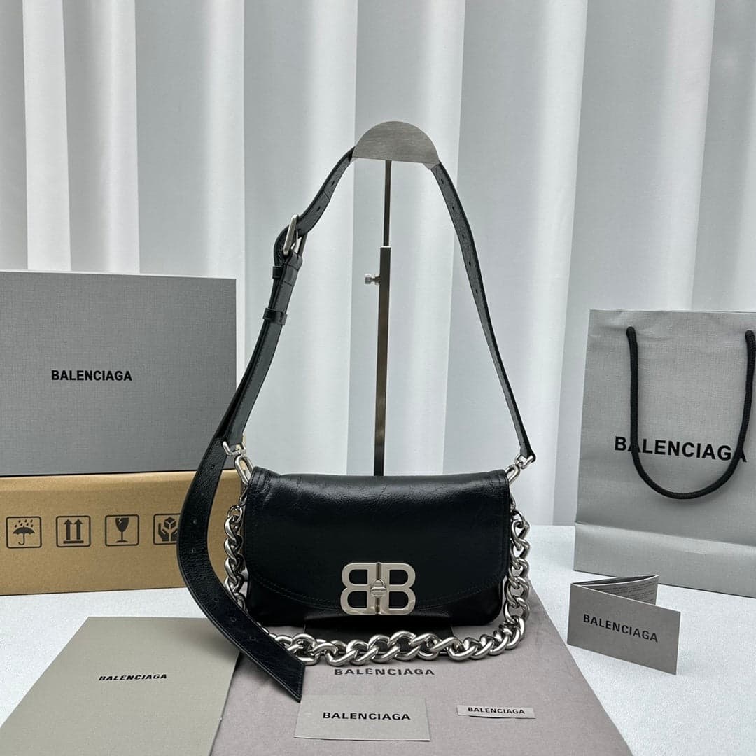 Balenciaga Small BB Soft Flap Shoulder Black