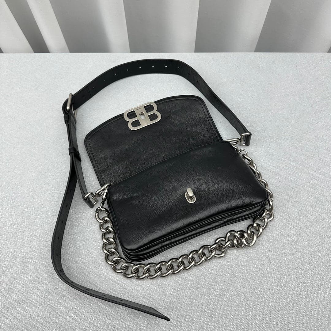 Balenciaga Small BB Soft Flap Shoulder Black