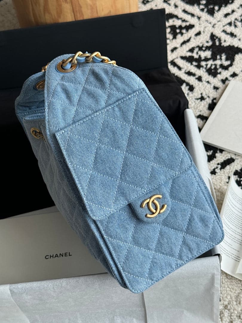 Bolsa Hobo Chanel 25 Denim Small