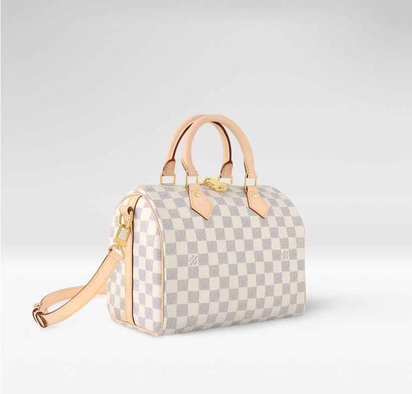 Bolsa Louis Vuitton Speedy Bandoulière 25 em canvas Damier Azur .