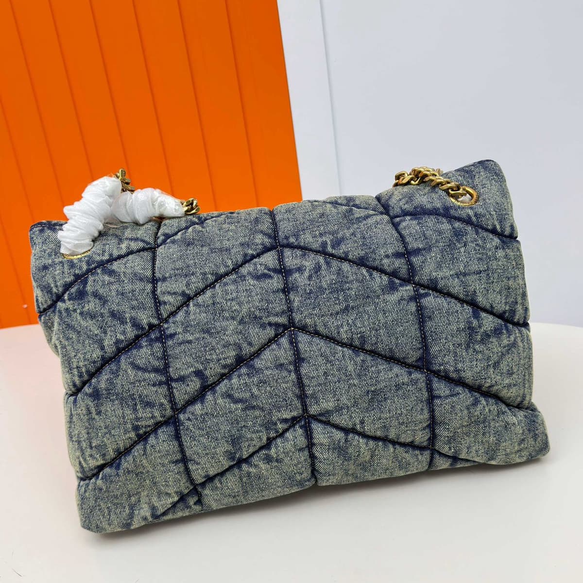 Bolsa Saint Laurent Puffer Denim Small Medium Shoulder Bag