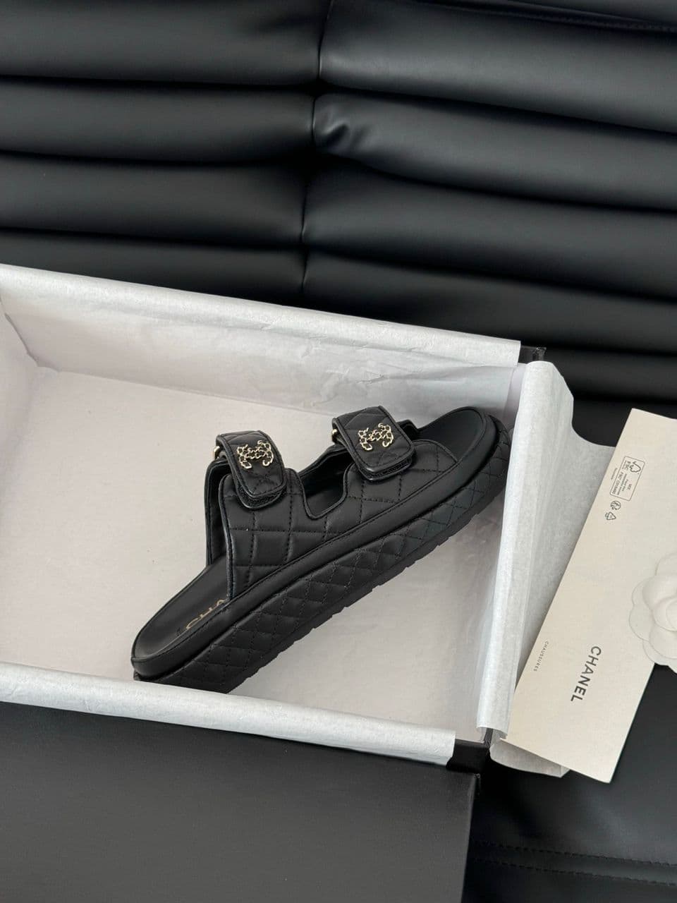 CHANEL Quilted Dad Sandal Black
