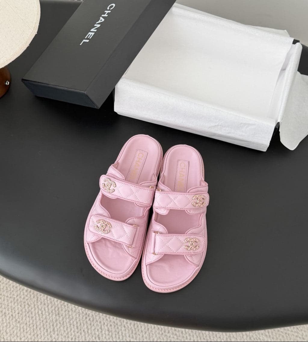 CHANEL Quilted Dad Sandal Light Pink.