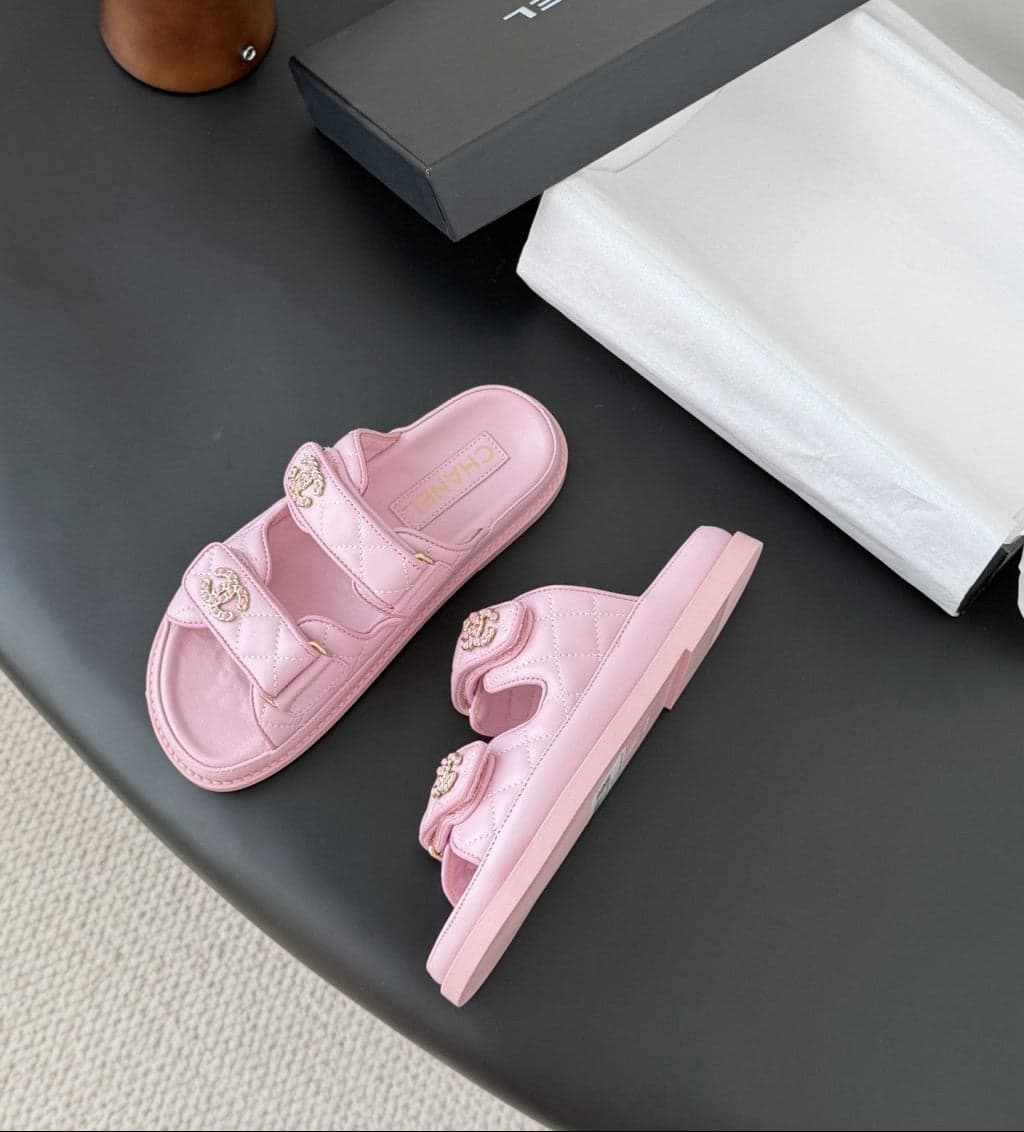 CHANEL Quilted Dad Sandal Light Pink.