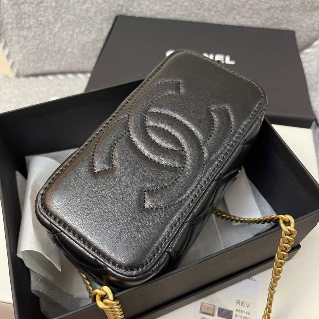 Chanel Top Handle Vanity Case black red