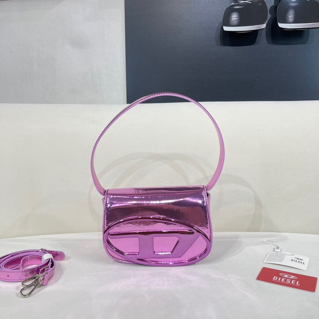 Diesel 1DR Shoulder Bag Nappa Leather metallic pink