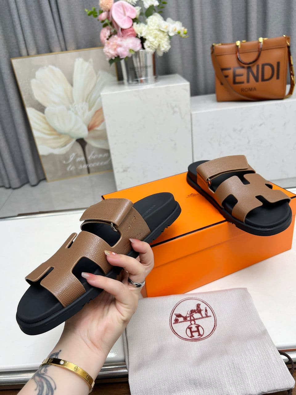 Hermes Chypre Sandal Étoupe