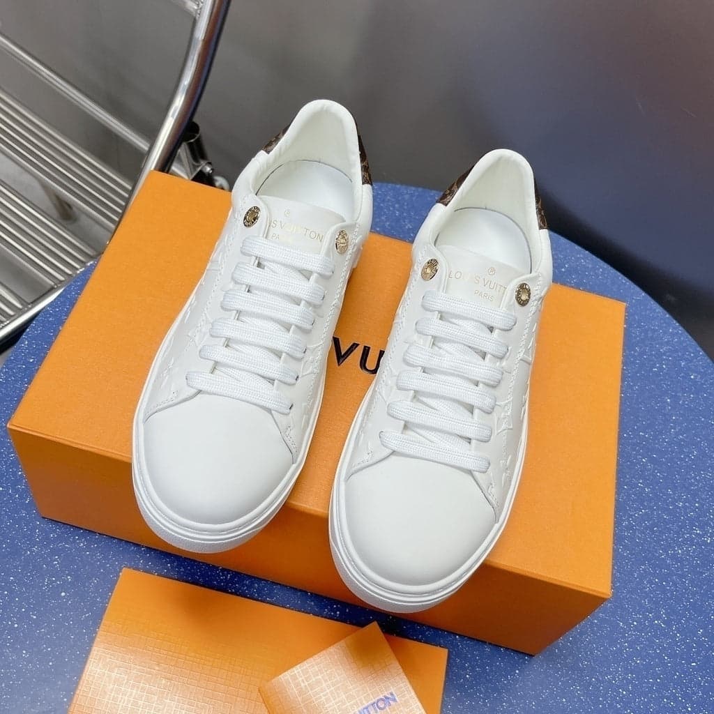 Lv Time Out Debossed Monogram Leather White.