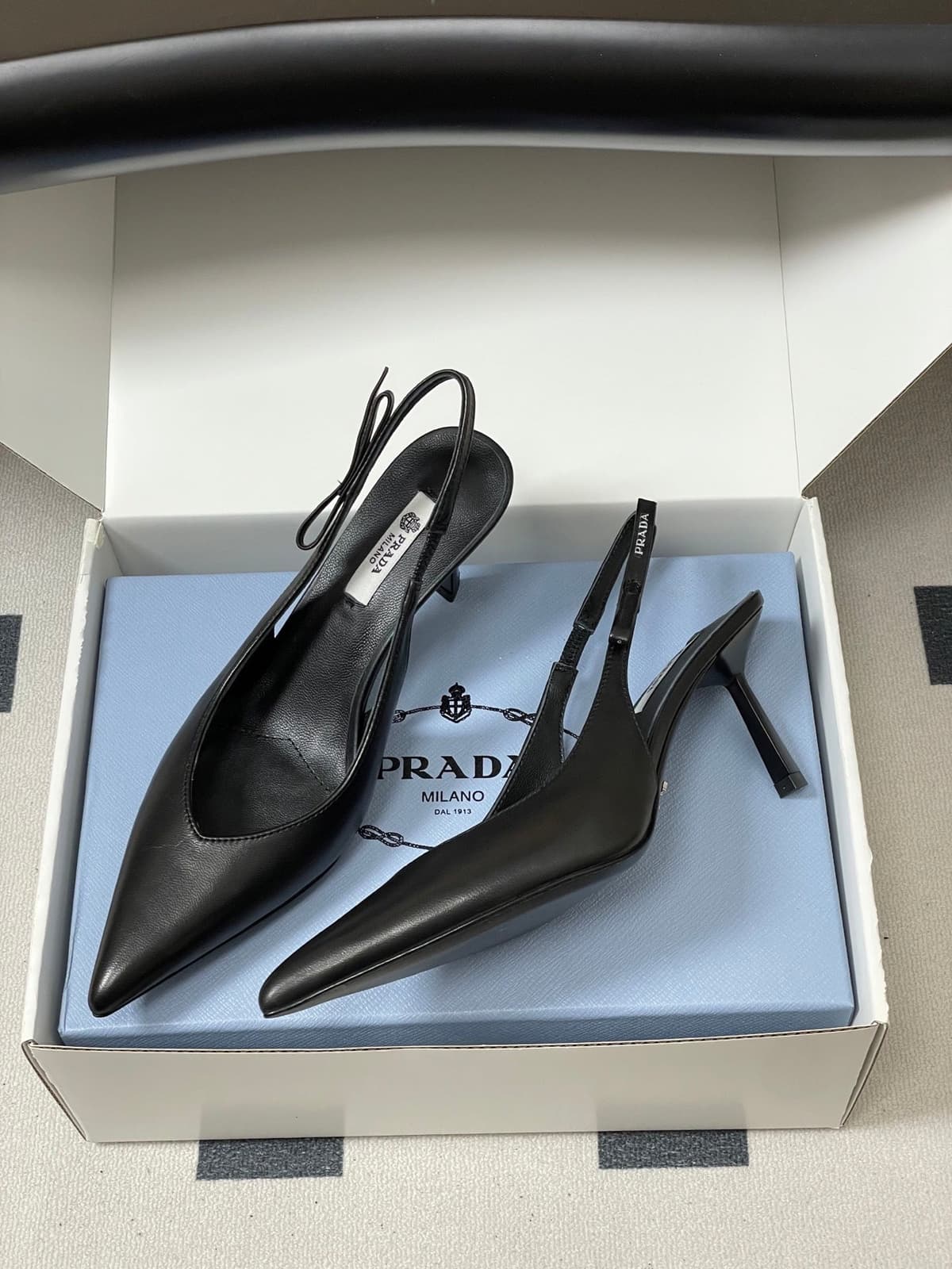 Prada Slingback Pumps Black Matte