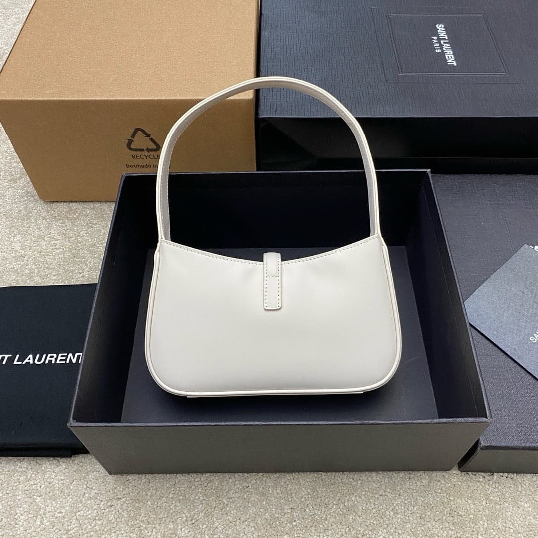Saint Laurent Le 5 À 7 Top Handle Bag Off White Ferragens Douradas