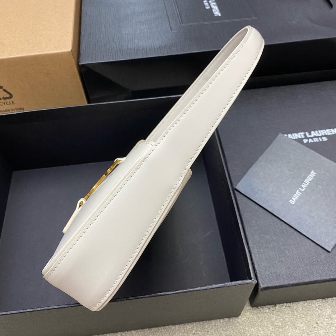 Saint Laurent Le 5 À 7 Top Handle Bag Off White Ferragens Douradas