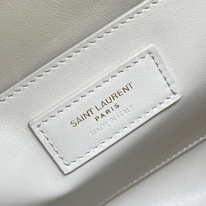 Saint Laurent Manhattan Small Shoulder Bag White Ferragens Douradas