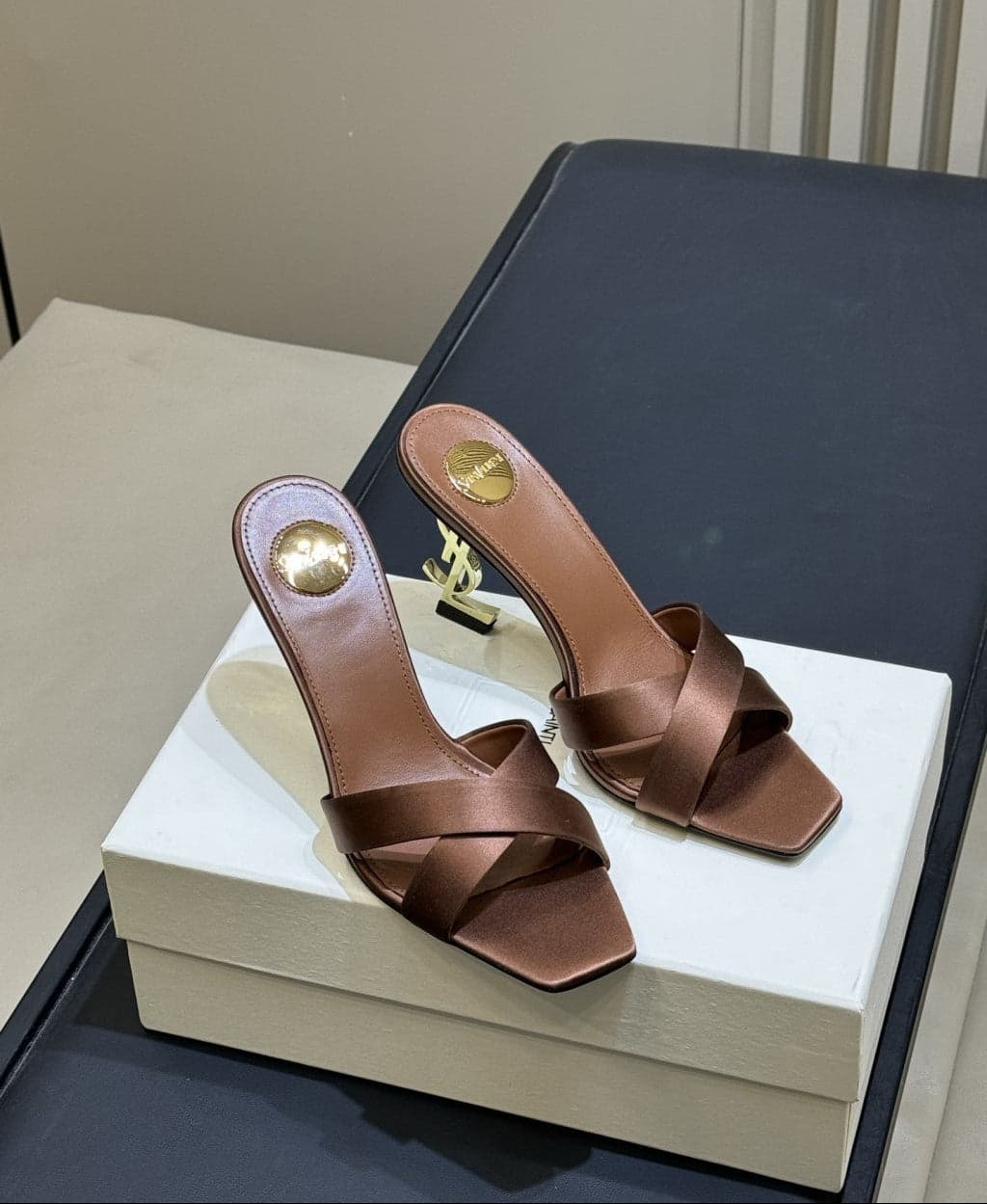Saint Laurent Mules Opyum Em Crepe De Cetim