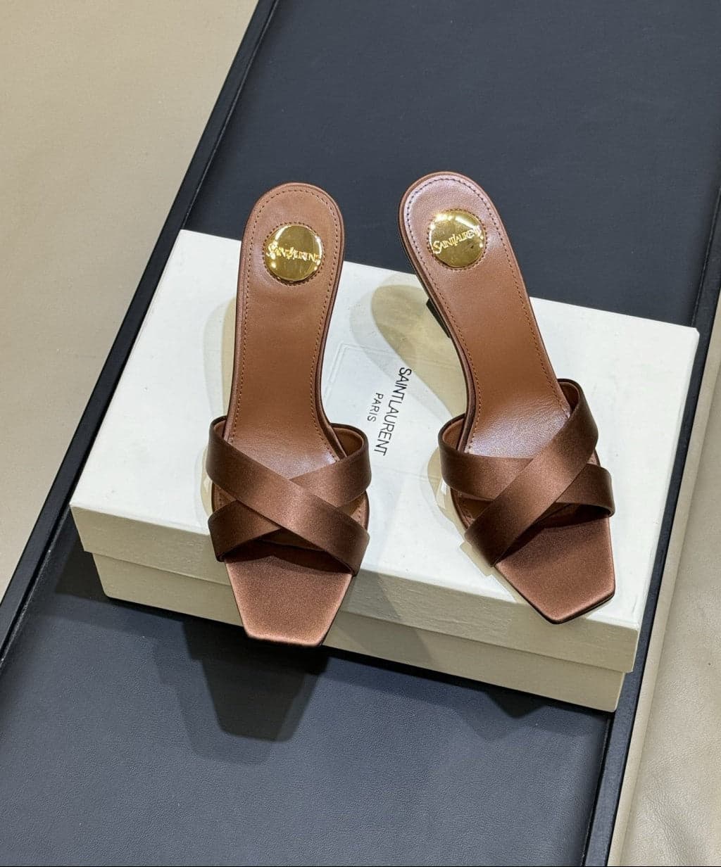 Saint Laurent Mules Opyum Em Crepe De Cetim
