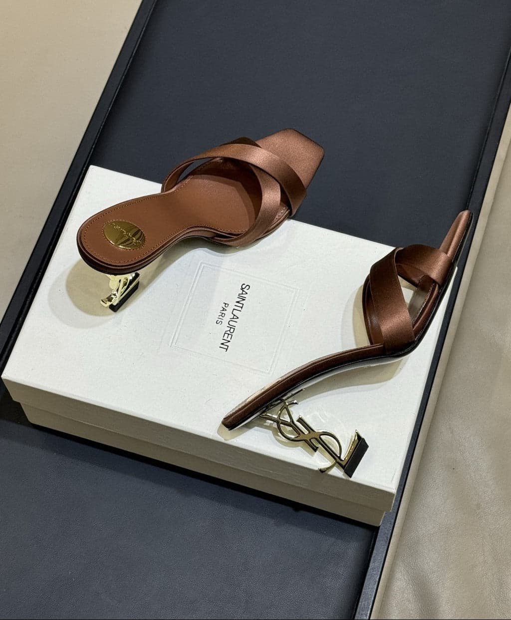Saint Laurent Mules Opyum Em Crepe De Cetim