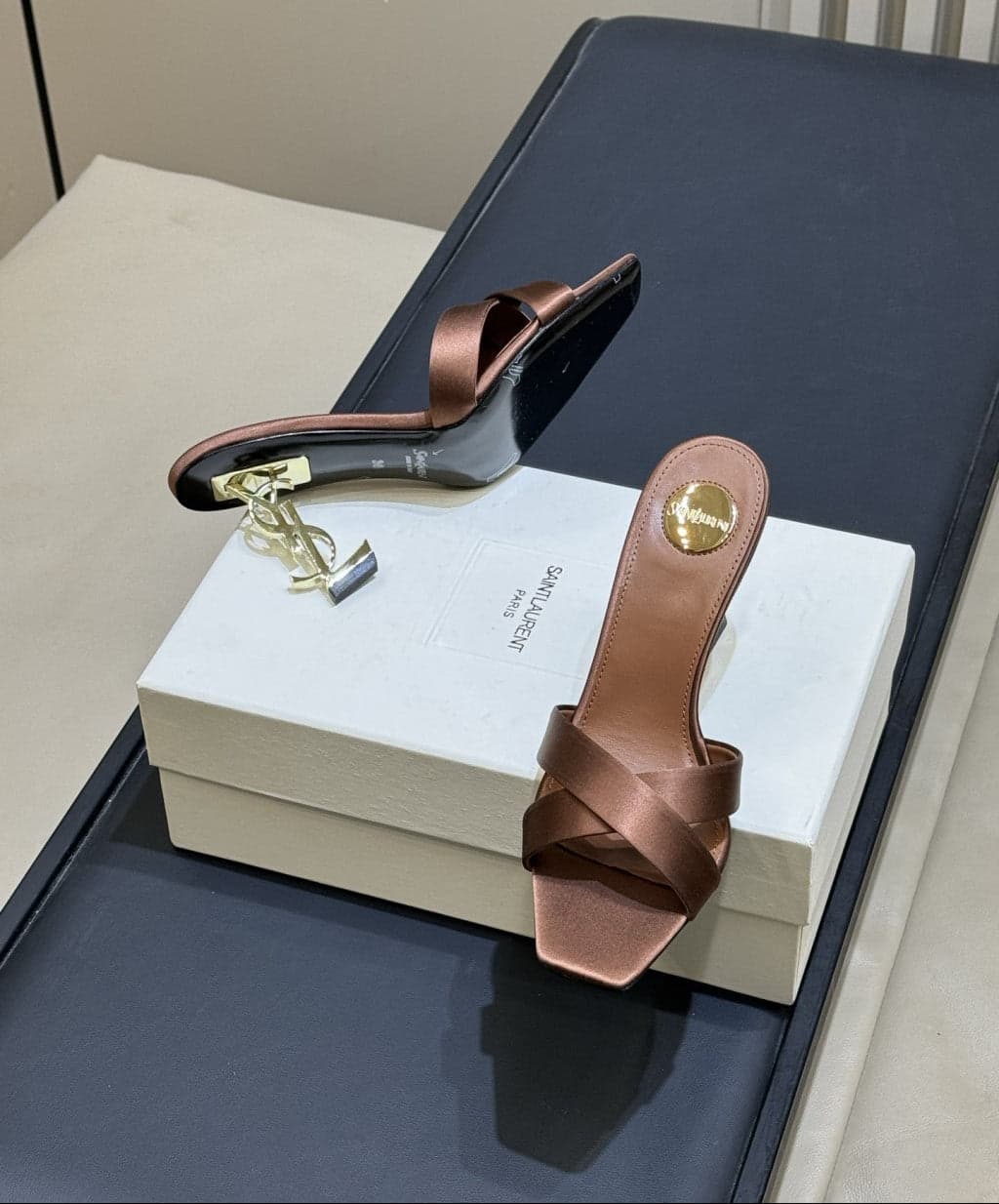 Saint Laurent Mules Opyum Em Crepe De Cetim